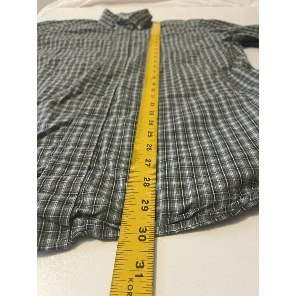 NAUTICA‎ Sea Voyage Mens L Button Down Green Plaid 100% Cotton Shirt